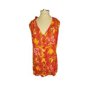 Soft Touch Sleeveless Button-down Multicolor Top Size 1x
